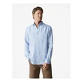 Trenery Regular Fit Delave Linen Shirt in Fresh Blue M