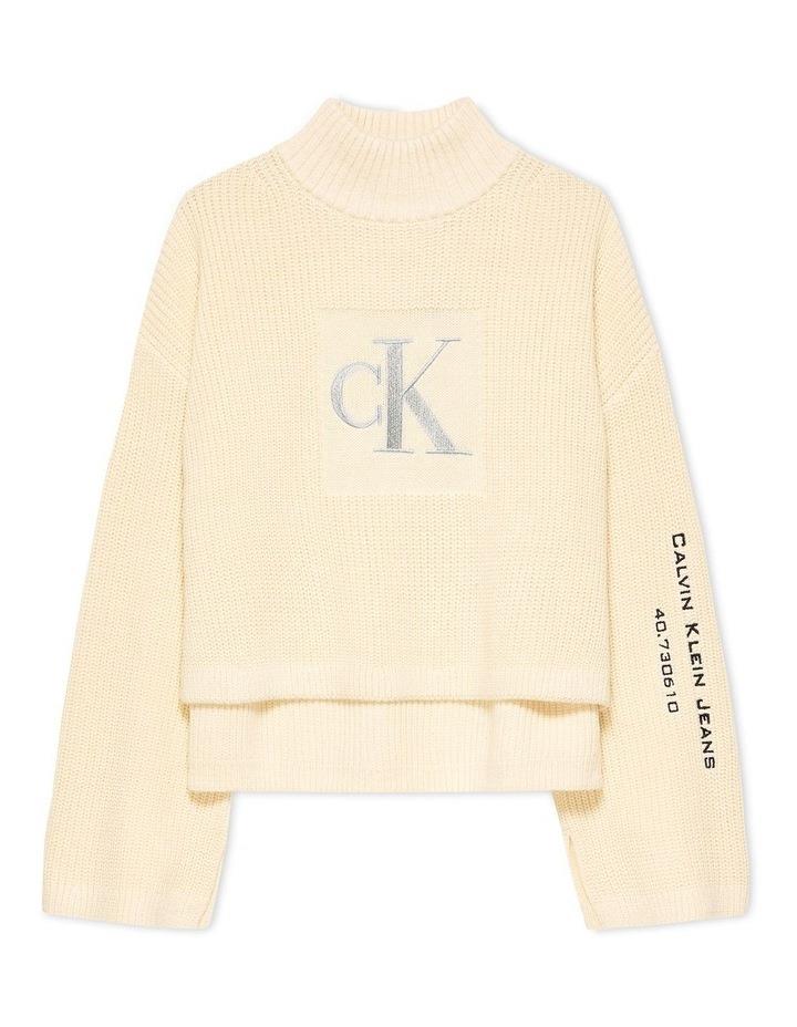 Calvin Klein Jeans Metallic Mono Rollneck Sweater in Vanilla Yellow 8