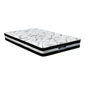 Giselle Bedding Mattress Single Size Bed Euro Top Pocket Spring Firm Foam 30cm in White/Black Blk/White