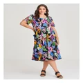Taking Shape Natural Abstract Palm Dress in Print Assorted 16