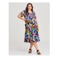 Taking Shape Natural Abstract Palm Dress in Print Assorted 16