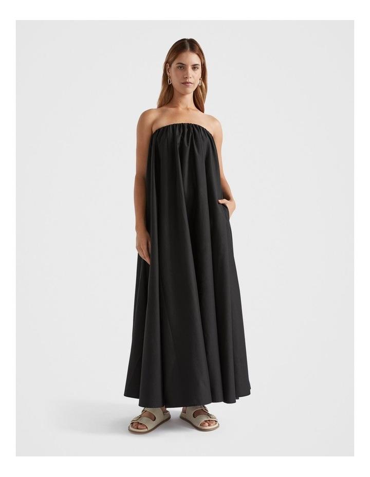 Seed Heritage Voile Gathered Strapless Maxi Dress in Black 4