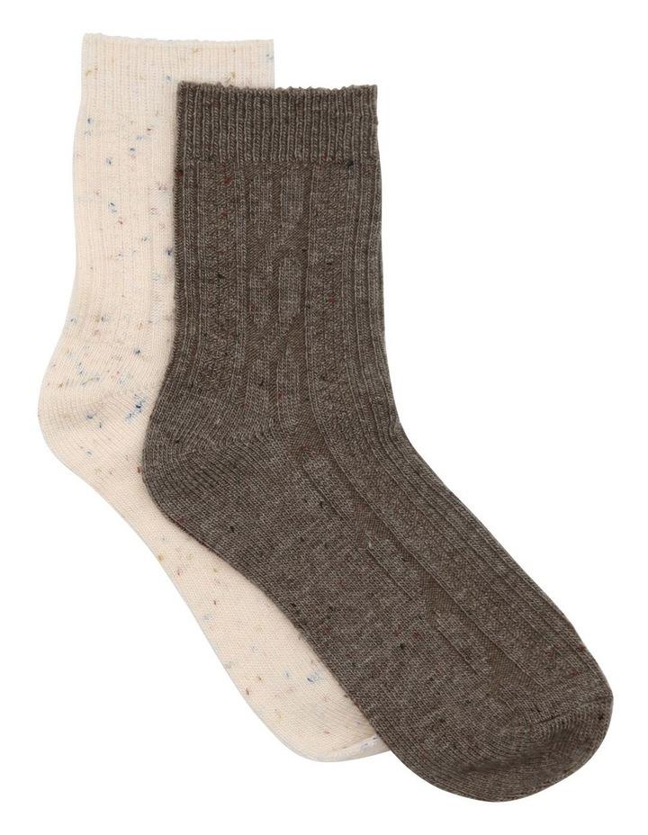 Ambra Fleck Winter Blend Crew Sock 2 Pack in Taupe/Cream Taupe One Size
