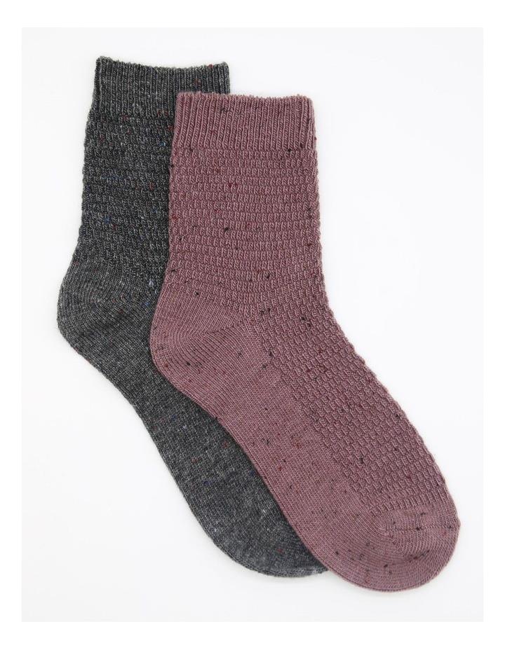 Ambra Waffle Winter Blend Crew Sock 2 Pack in Fig/Grey Marle One Size