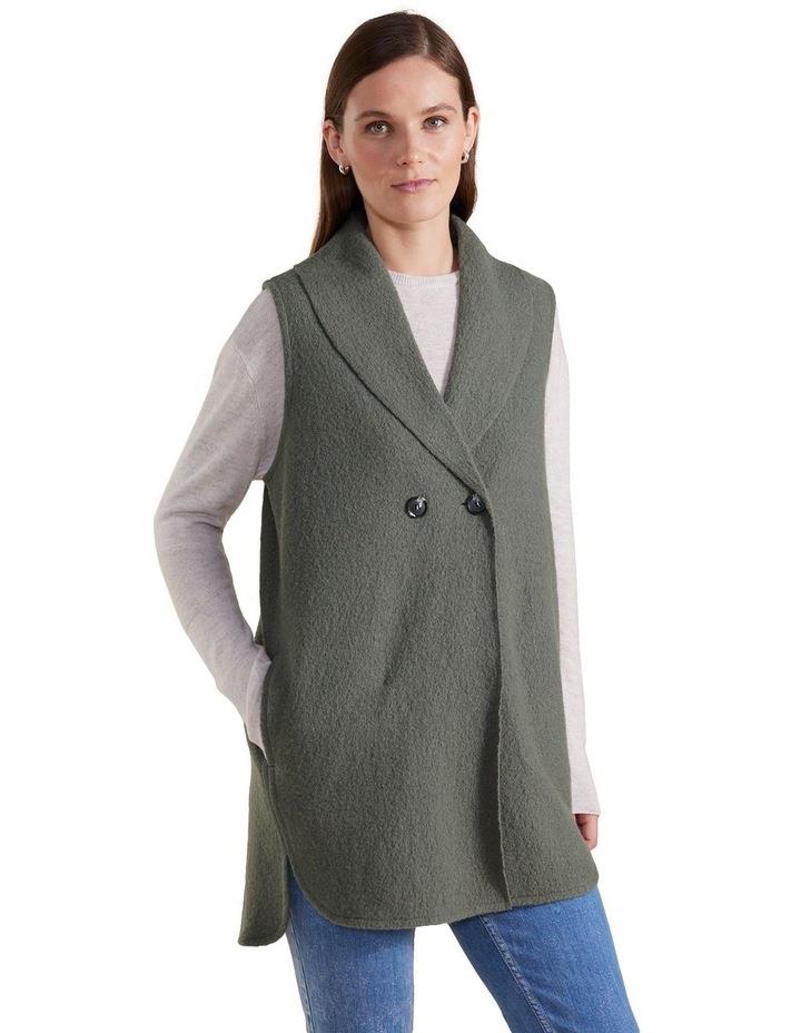 Marco Polo Longline Boiled Wool Vest in Sage L