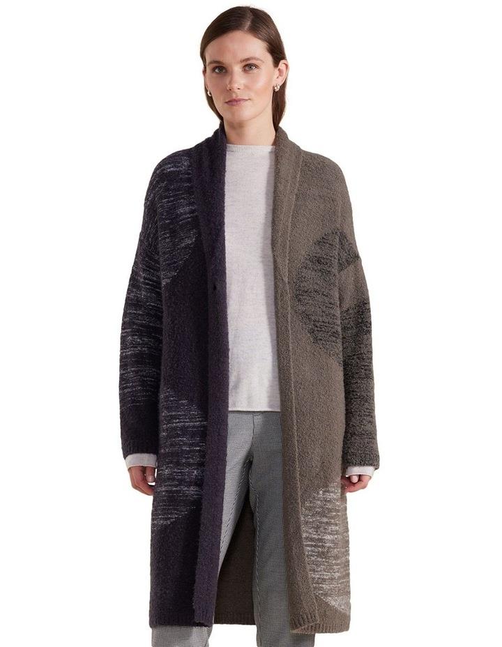 Marco Polo Boucle Spot Knit Coat in Graphite Mix Grey S