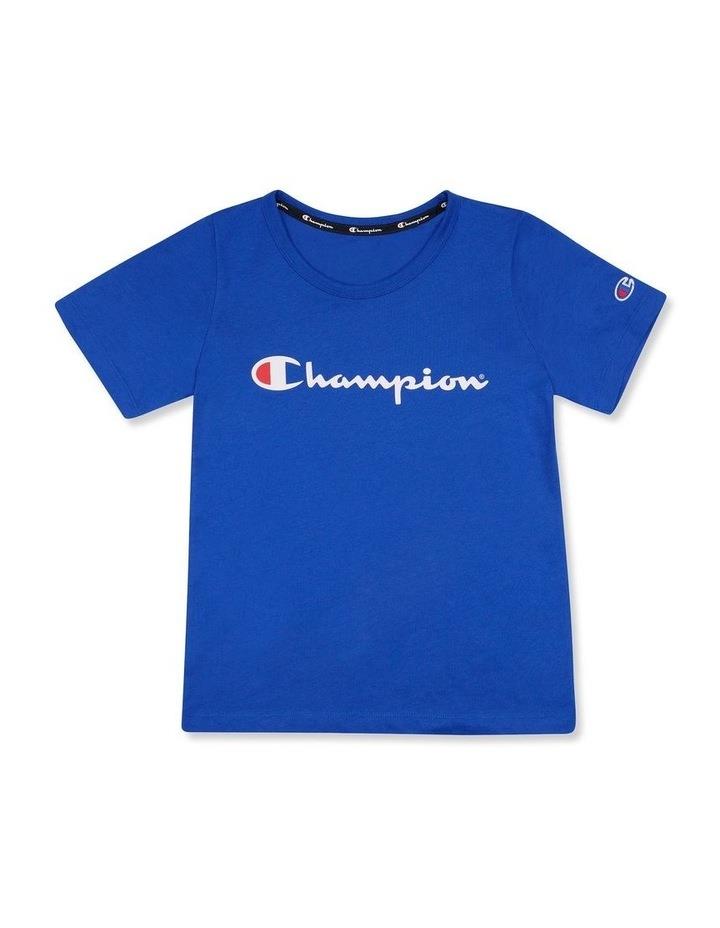 Champion Script Short Sleeve Tee in Cotton Blue Grotto Blue 8