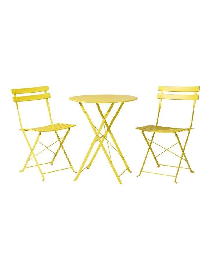 Gardeon 3PC Outdoor Bistro Set Steel Table and Chairs Patio Furniture in Yellow