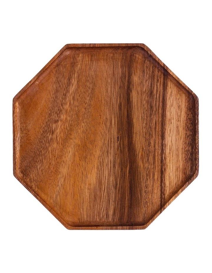 SOGA Octagon Wooden Acacia Serving Tray 20cm in Brown