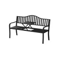 Gardeon Steel Foldable Table Garden Bench in Black