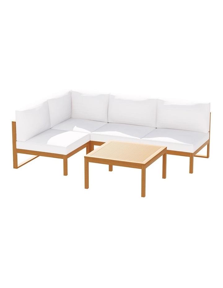 Gardeon 4-Seater Outdoor Wooden Sofa Set of 5 in Brown/White Assorted