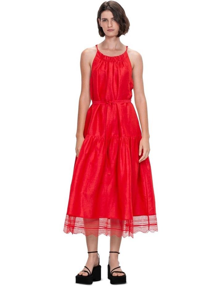 Veronika Maine Organza Voile Halter Dress in Red 8