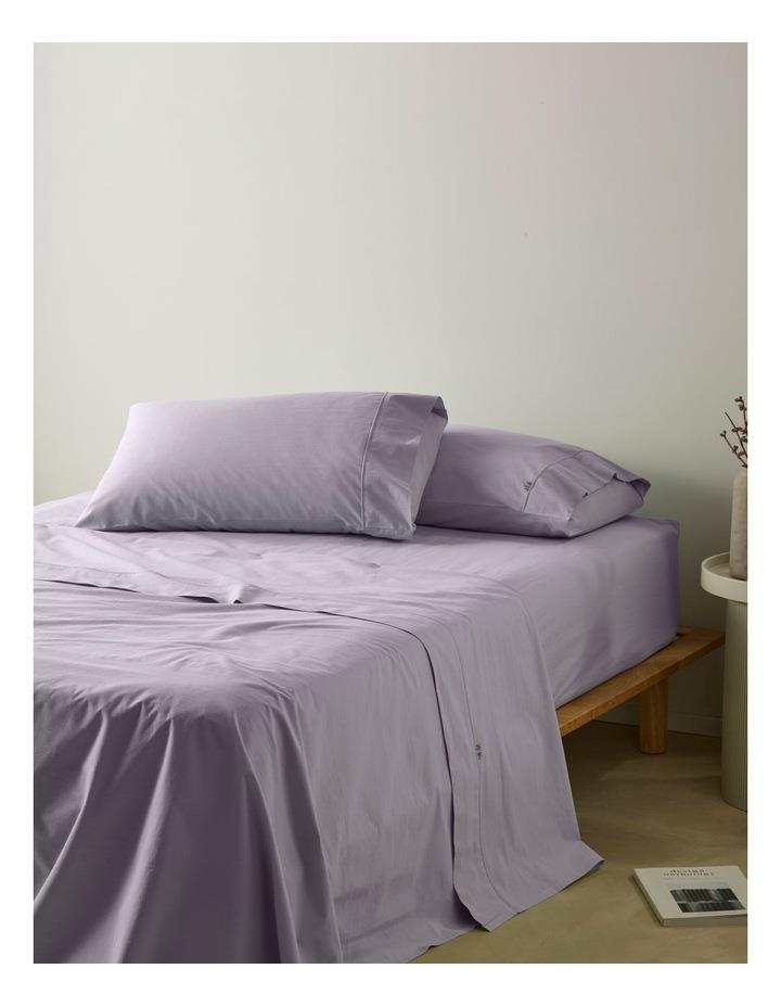 Vue Stonewashed Cotton Flat Sheet in Purple Heather Purple Flat Single