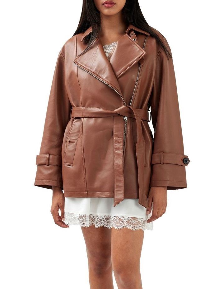 Belle & Bloom BFF Belted Leather Jacket in Brown S