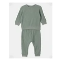 Sprout Waffle Pyjama Set in Sage 1