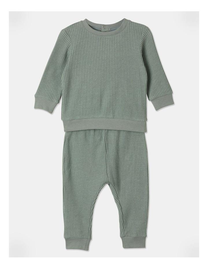 Sprout Waffle Pyjama Set in Sage 2