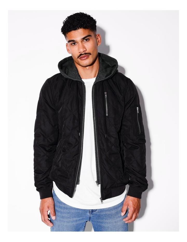 Kenji Quantum Quilted Recycled 2 In 1 Hooded Bomber in Black S