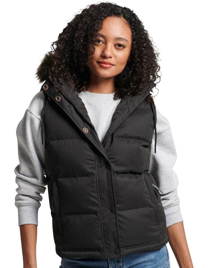 Superdry Everest Faux Fur Puffer Gilet in Jet Black Nearly Blk 8