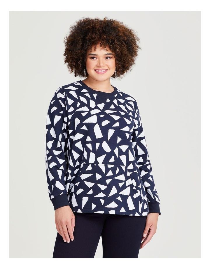 Taking Shape Cotton Geo Sweat Top in Navy/White Assorted 16