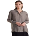 Marco Polo Shirred Sleeve Shirt in Sage 10