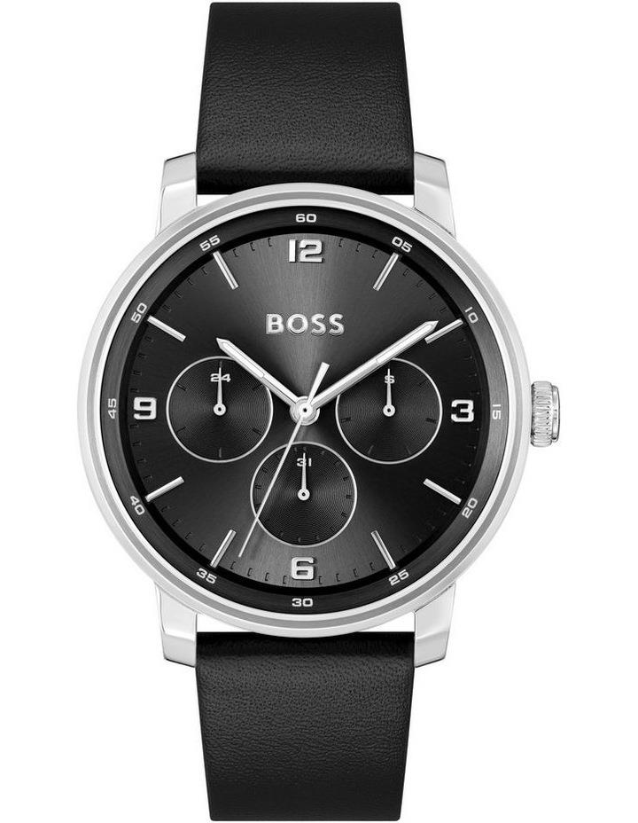 Hugo Boss Contender Leather Watch in Black