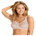 Naturana Wide Strap Full Coverage Wirefree Cotton Bra in Light Beige Natural 24D