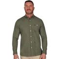 Raging Bull Brushed Twill Herringbone Melange Long Sleeve Shirt in Khaki Green XL