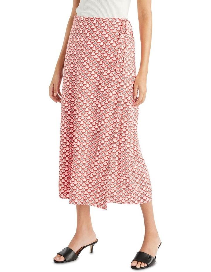 Tommy Hilfiger Seal Print Wrap Midi Skirt in Red 38