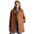 Tommy Hilfiger Wool Blend Prep Classic Peacoat in Natural Cognac Brown 38