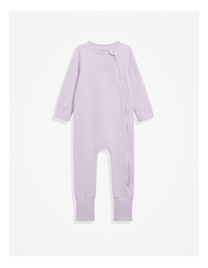 Country Road Gots Certified Organic Logo Zip Coveralls in Lilac 3-6 MTHS