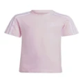 Adidas Essentials 3-Stripes Cotton T-shirt in Clear Pink/White Pink 3-4