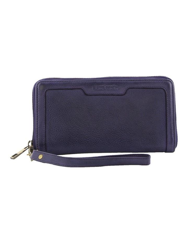 PIERRE CARDIN Leather Zip Around Wallet with Wristlet in Purple