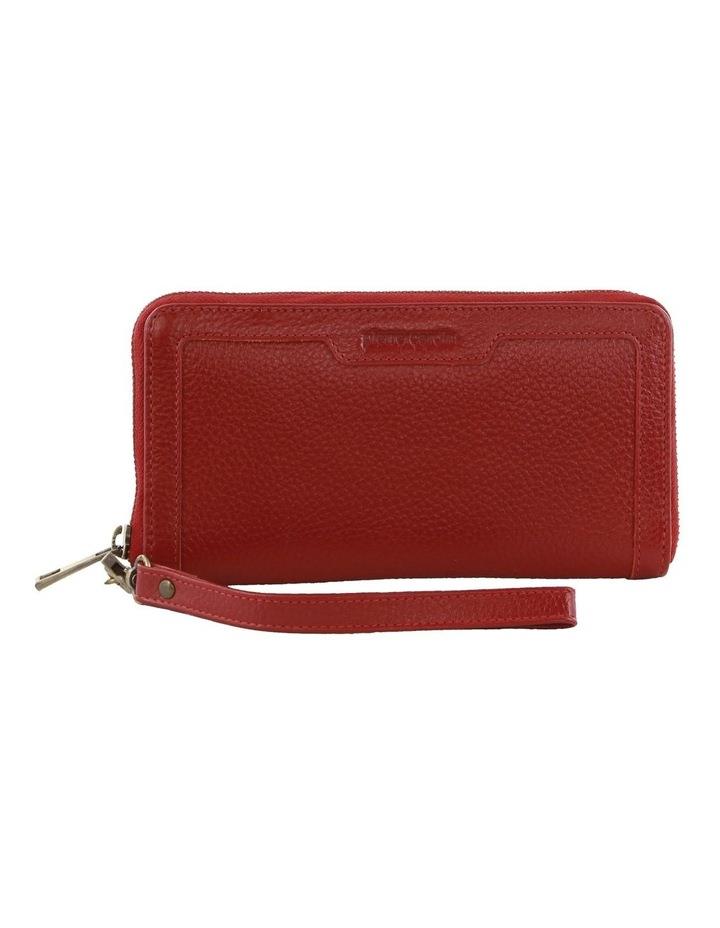 PIERRE CARDIN Leather Zip Around Wallet with Wristlet in Red