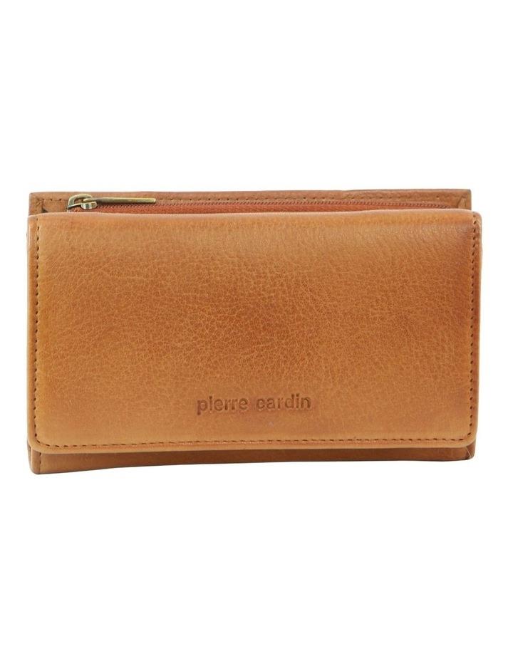 PIERRE CARDIN Leather Tri-Fold Wallet Small in Cognac Brown