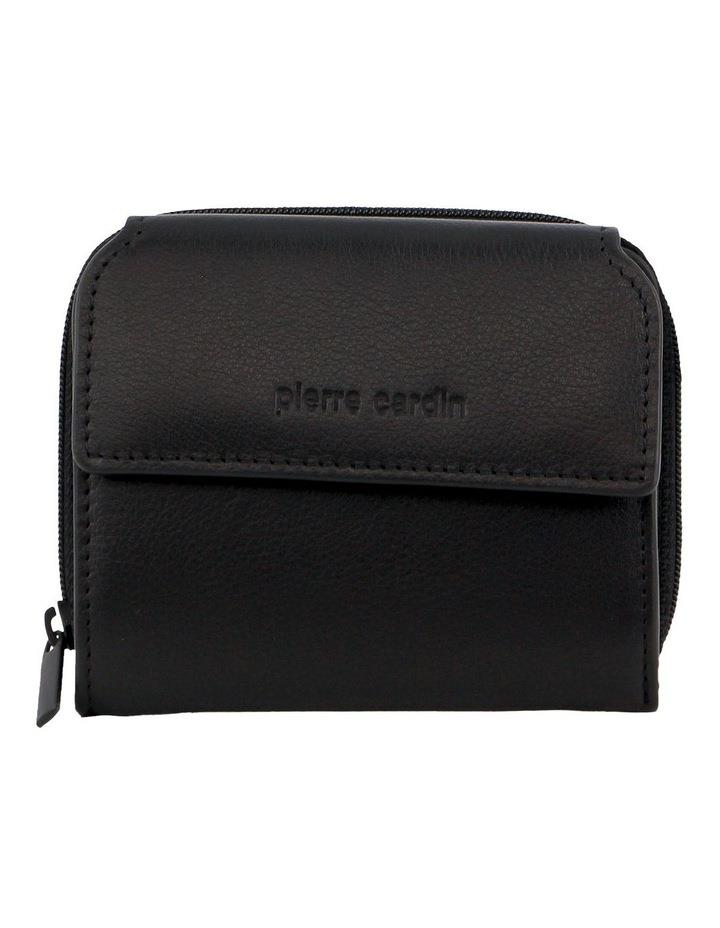 PIERRE CARDIN Leather Bi-Fold Flap Small Wallet in Black
