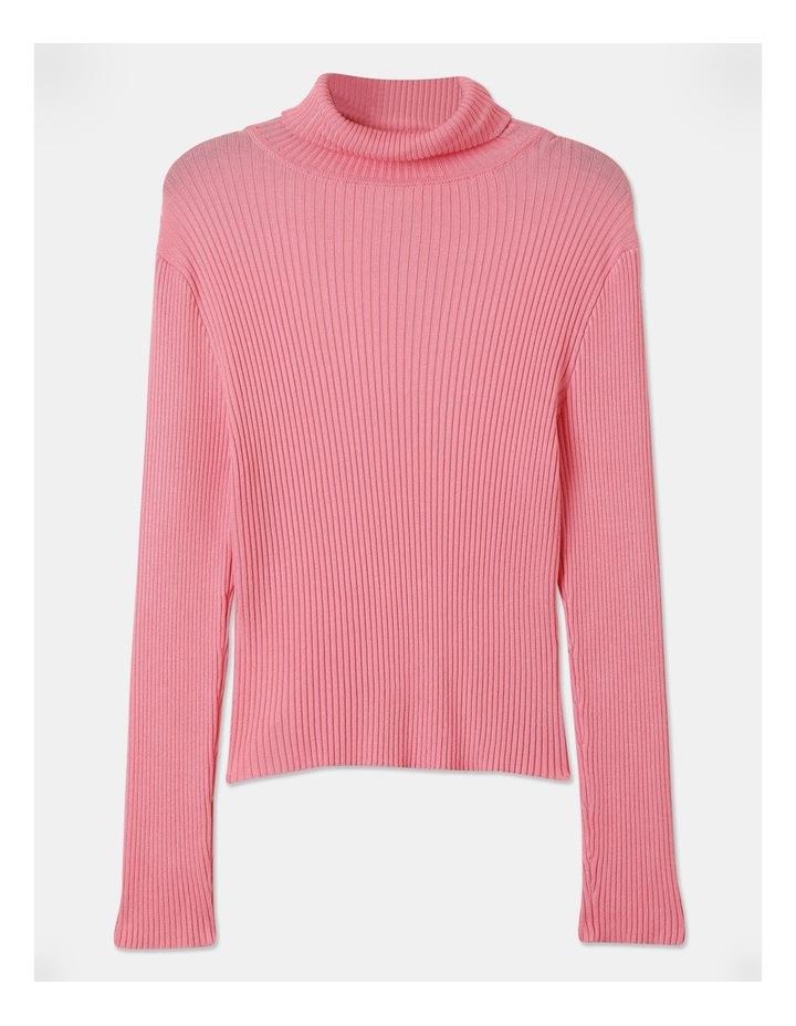 Tilii Long Sleeve Knitted Rib Roll Neck Top in Light Pink Lt Pink 8