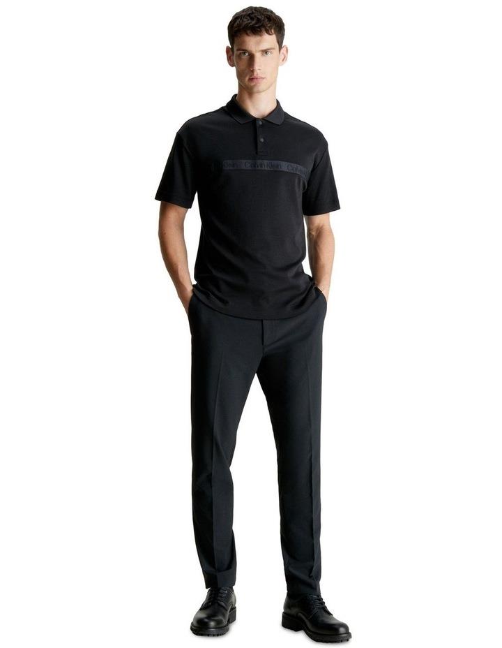 Calvin Klein Raised Logo Tape Polo Shirt in Black L