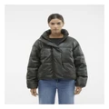 Vero Moda Naomi Short Coated Jacket in Peat Black XL