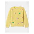 Milkshake Pom Pom Embroidered Chenille Sweater (3-8 Years) in Yellow 4