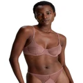 Calvin Klein Minimalist Micro With Lace Unlined Demi Bra in Pink Rose 10 B