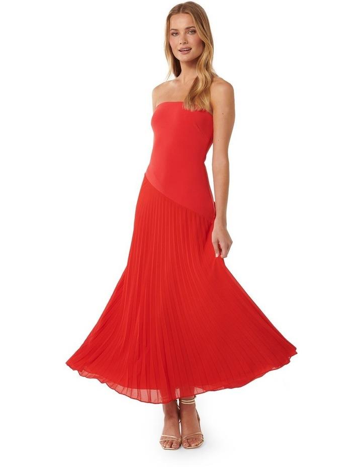 Forever New Capri Strapless Pleat Midi Dress in Red Cherry 16