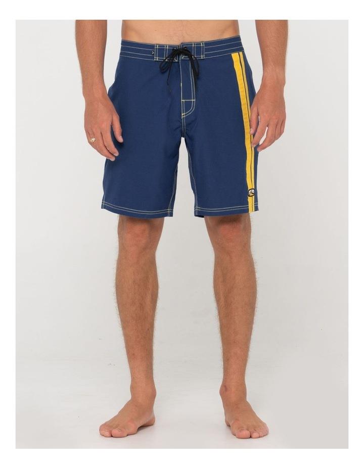 Rusty Burnt Rubber Fitted Boardshorts in Blue 34