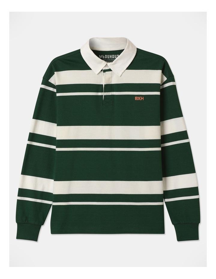 Bauhaus Long Sleeve Knit Rugby Shirt in Green 8