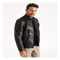 Reserve Duke Stand Collar Leather Jacket in Chocolate S
