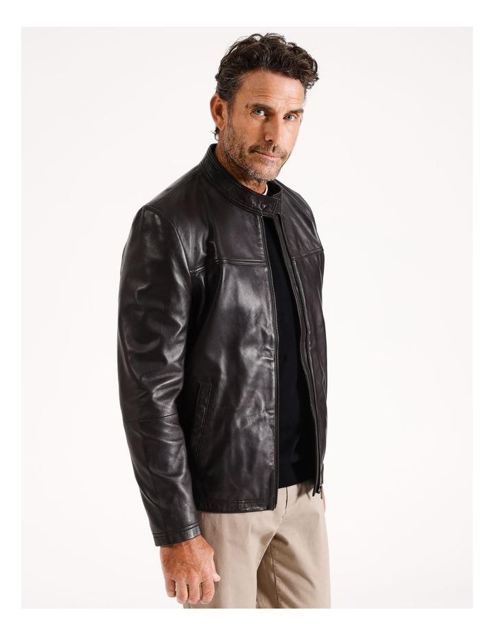 Reserve Duke Stand Collar Leather Jacket in Chocolate XXL