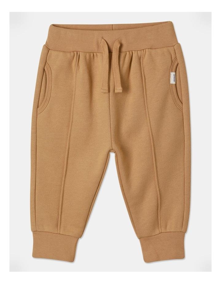 Sprout Knit Pin Tuck Jogger in Tan 1