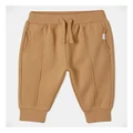 Sprout Knit Pin Tuck Jogger in Tan 2