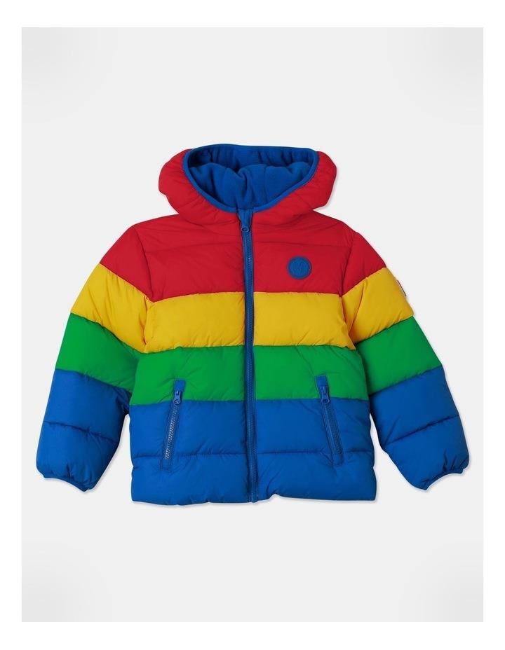 Milkshake Recycled Puffer Jacket with Hood in Rainbow 3