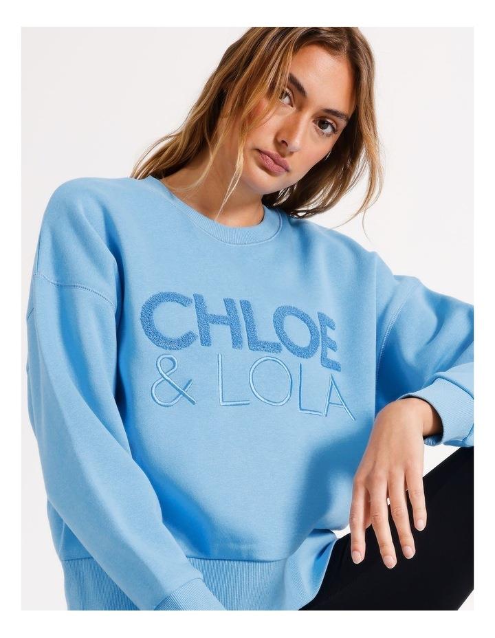 Chloe & Lola Core Logo Sweater in Dusty Blue XL