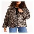Vero Moda Leomi Leopard Puffer Jacket in Tigers Eye Brown XL
